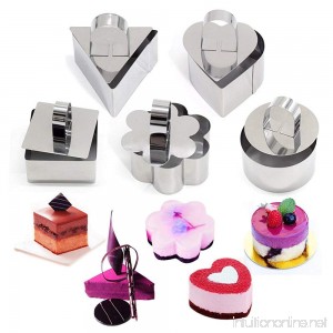 SUPOW Stainless Steel Cake Mold Heart Dessert Mousse Mold with Pusher Cake Rings for cake baking layering and molding. - B074WPVB3T